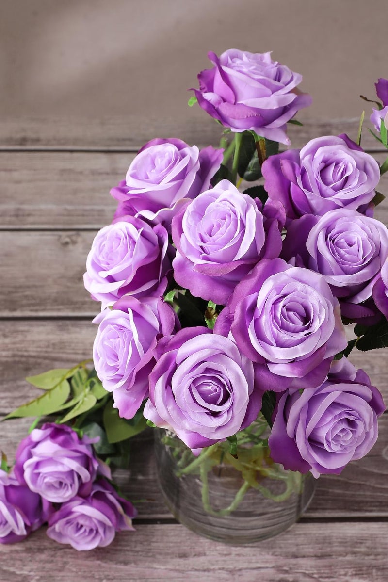 Luyue 10PCS Artificial Roses Flower with Stems Slik Fake Flowers Bouquet Realistic Long Stem Faux Rose for Valentines Day Wedding Home Decor - Image 3